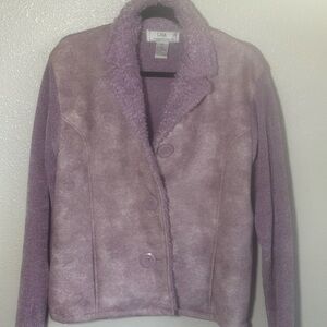 Lisa International Lavender Teddy Jacket Mob Wife Y2K